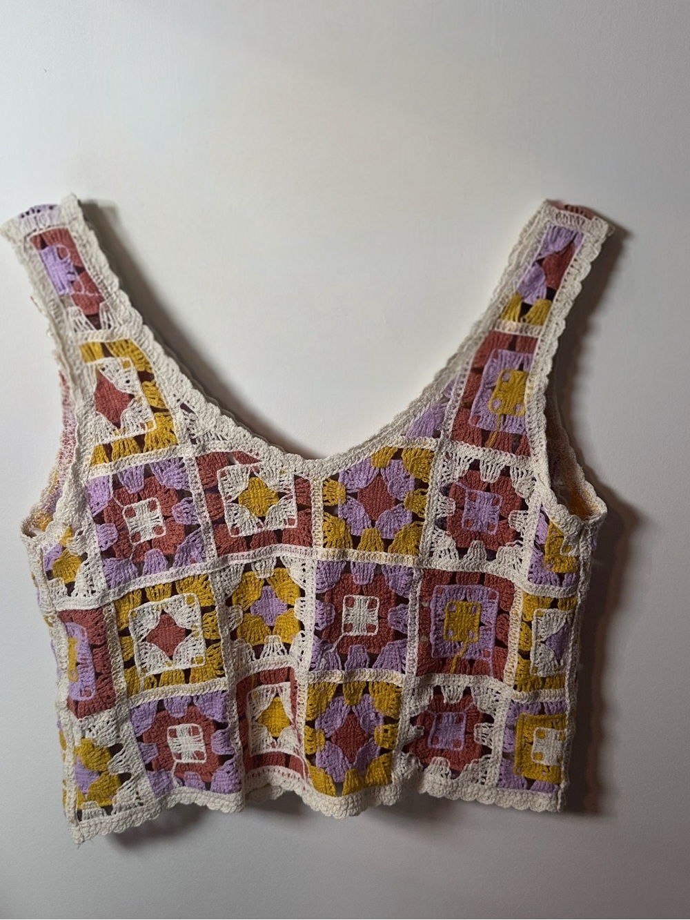 Rebellion Again Crochet Granny Square Knit Top Cottagecore boho Festival |Medium - Picture 4 of 4